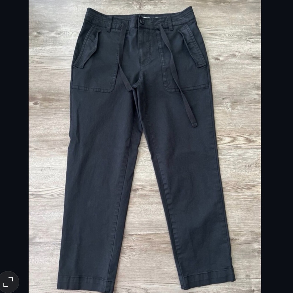 Vince Utility Crop Pants Womens 10 Black Ankle Cropped Belted